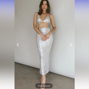 Selfie Leslie Zefa Sequin Triangle Top and Midi Skirt